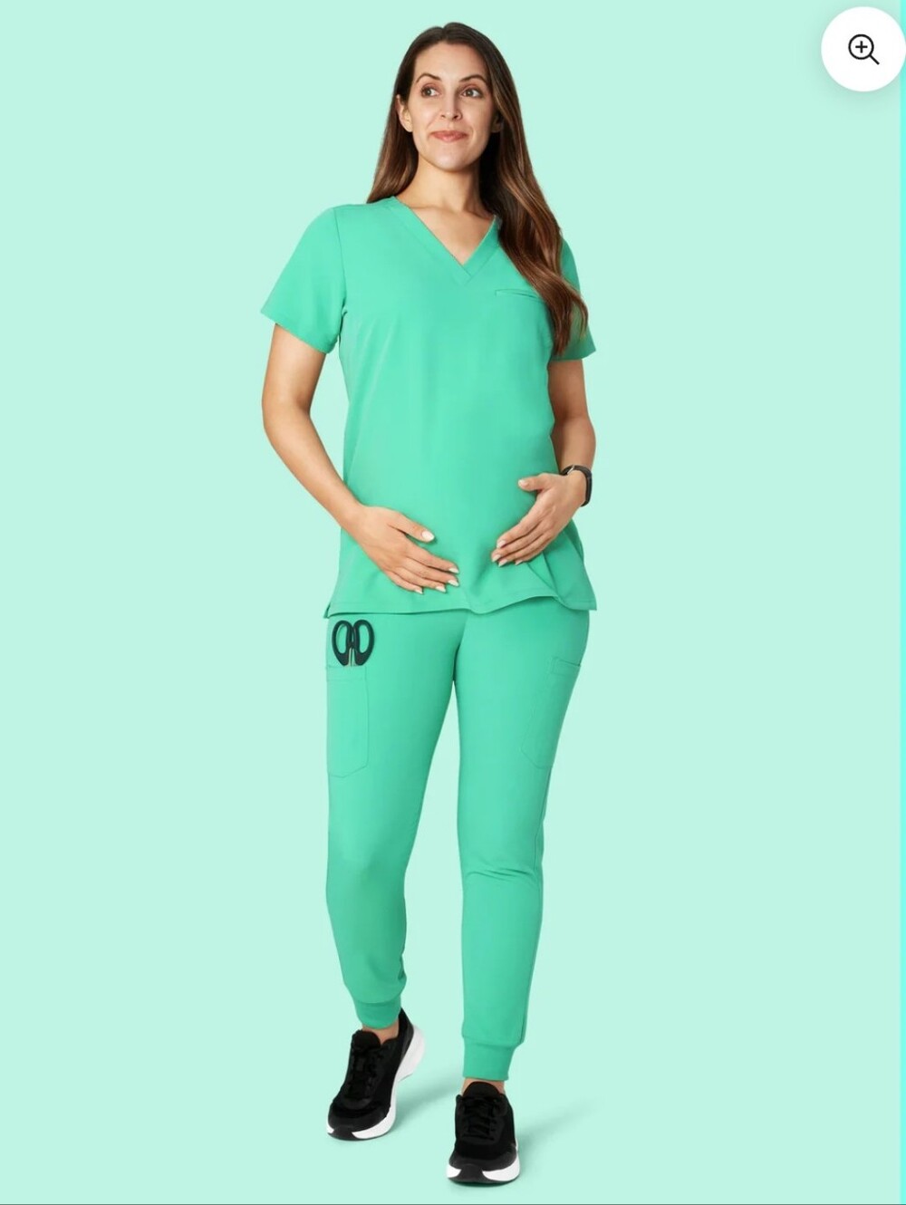 Mandala Maternity Scrub Set in Seaglass Women's Top & Jogger Pants 3X Maternity